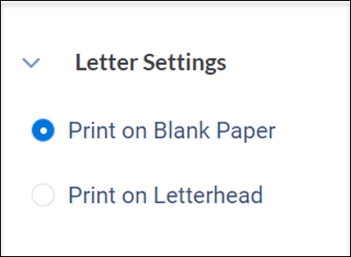 The Letter Settings section of the Neon CRM theme builder page. 