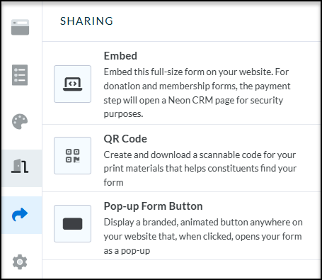 An image of the sharing tab on the form builder.